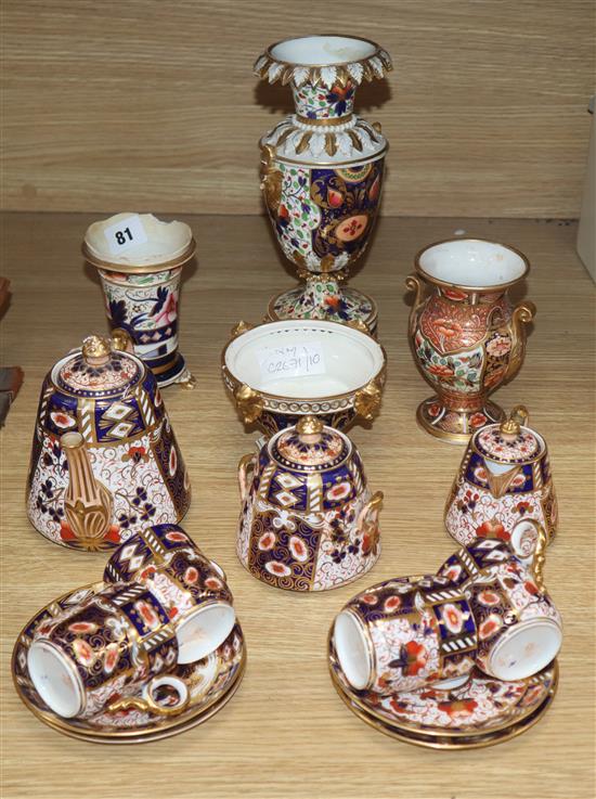 A Bloor Derby vase, a part coffee set, etc